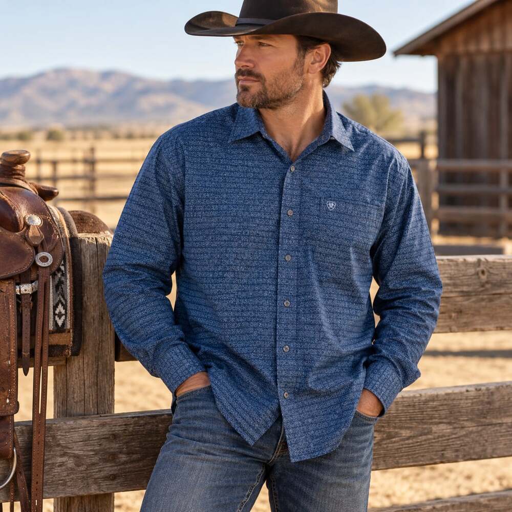 Ariat Beasley‎ Royal Blue Geometric Long Sleeve Button Down Shirt